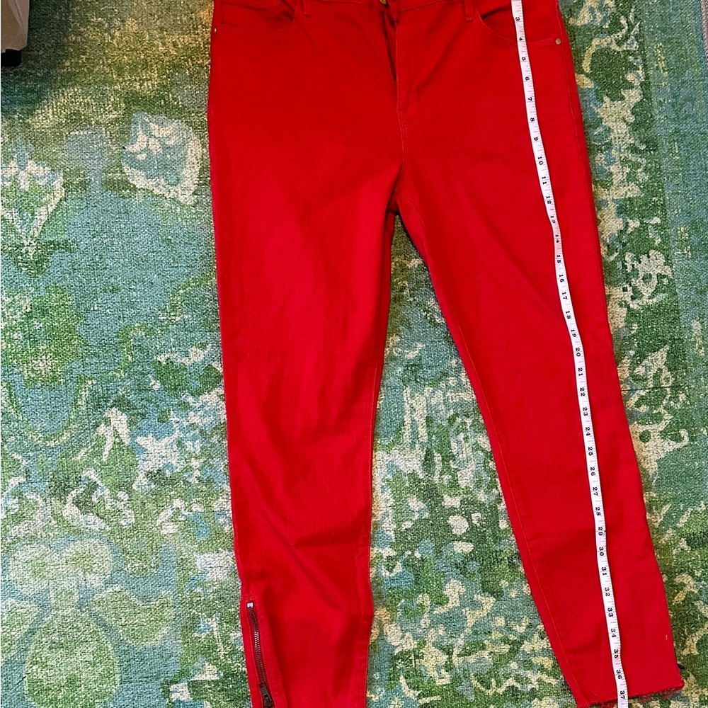 Sanctuary Vibrant Red Ankle Jeans with White Stripe
